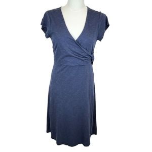 TOAD & CO Active Athletic Empirical Dress. Medium. Tencil Cotton Faux Wrap‎ Blue